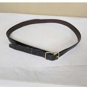 Vintage Canterbury Black Leather‎ Belt with Brass Buckle – Size 44"